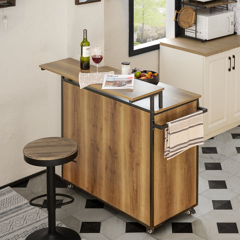 SoBuy KNL02-PF, Design Bar Cabinet on Wheels, Kitchen Storage Trolley Kitchen Island