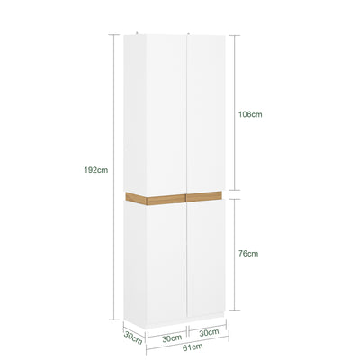 SoBuy KSB01-W, White Wardrobe with Shelves and Hanging Rail – Space-Saving Slim Storage Cabinet with Adjustable Shelf for Bedroom Hallway – Anti-Tip Safe Design, 65kg Load, W61xD30xH192cm