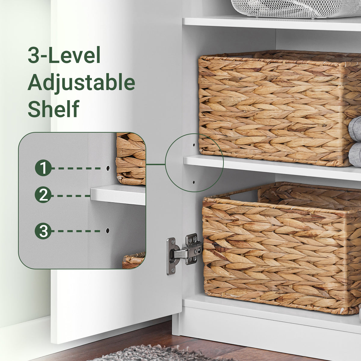 SoBuy KSB01-W, White Wardrobe with Shelves and Hanging Rail – Space-Saving Slim Storage Cabinet with Adjustable Shelf for Bedroom Hallway – Anti-Tip Safe Design, 65kg Load, W61xD30xH192cm