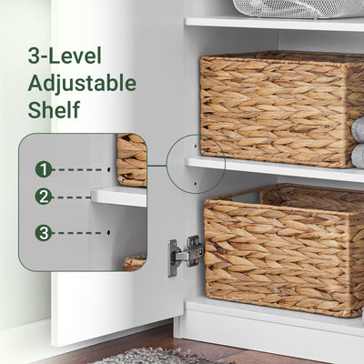 SoBuy KSB01-W, White Wardrobe with Shelves and Hanging Rail – Space-Saving Slim Storage Cabinet with Adjustable Shelf for Bedroom Hallway – Anti-Tip Safe Design, 65kg Load, W61xD30xH192cm