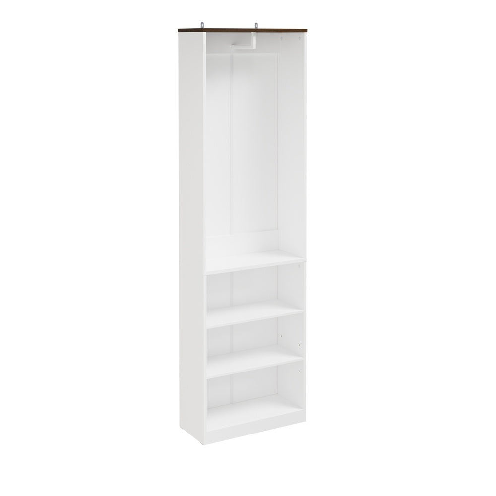 SoBuy KSB02-W, Freestanding Open Wardrobe with Shelves, Narrow Cupboard, White, 55x25x187cm - view 1