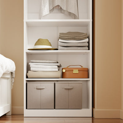 SoBuy KSB02-W, Freestanding Open Wardrobe with Shelves, Narrow Cupboard, White, 55x25x187cm - view 8