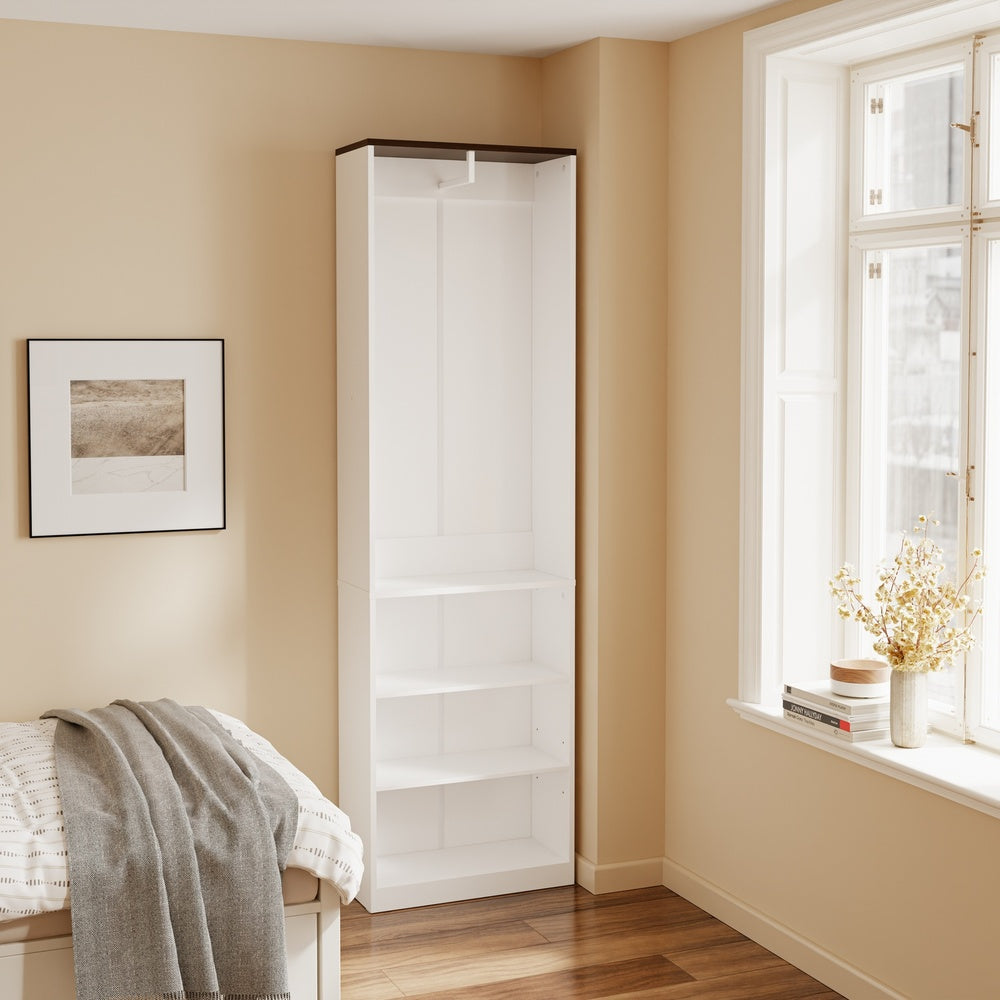 SoBuy KSB02-W, Freestanding Open Wardrobe with Shelves, Narrow Cupboard, White, 55x25x187cm - view 12