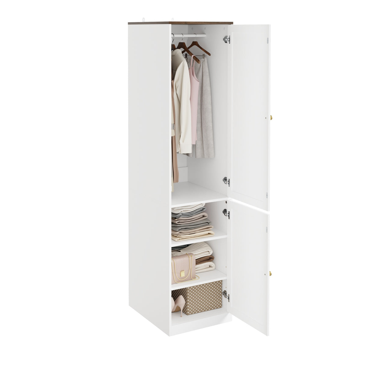 SoBuy KSB03-W, 2 Door Wardrobe with Hanging Rod, Flat Pack Freestanding, White, 45x55x187cm