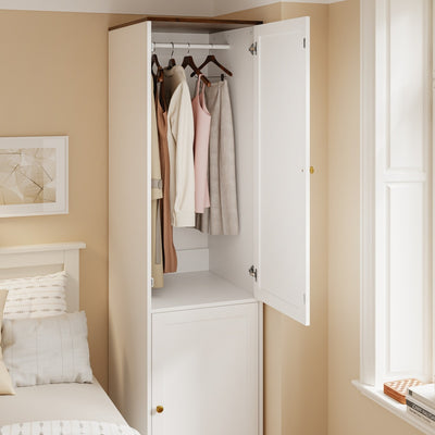 SoBuy KSB03-W, 2 Door Wardrobe with Hanging Rod, Flat Pack Freestanding, White, 45x55x187cm - view 5
