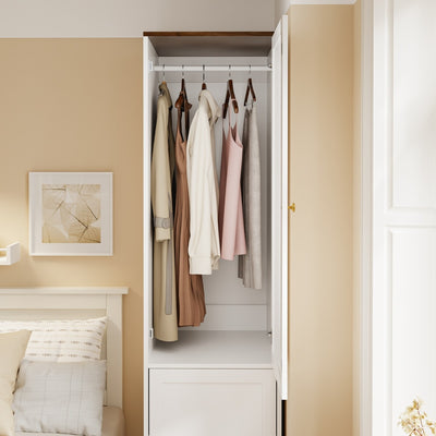 SoBuy KSB03-W, 2 Door Wardrobe with Hanging Rod, Flat Pack Freestanding, White, 45x55x187cm - view 6