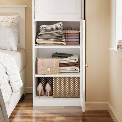 SoBuy KSB03-W, 2 Door Wardrobe with Hanging Rod, Flat Pack Freestanding, White, 45x55x187cm - view 10