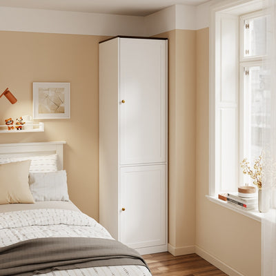 SoBuy KSB03-W, 2 Door Wardrobe with Hanging Rod, Flat Pack Freestanding, White, 45x55x187cm - view 2