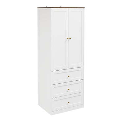 SoBuy KSB04-W, 2 Door Wardrobe with 3 Drawers & Hanging Rail, White, 70x55x187cm - view 1