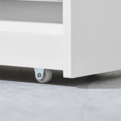 SoBuy NSR01-W, White 4 Tiers Serving Trolley, Slide Out Storage Rack Shelf on Wheels, White