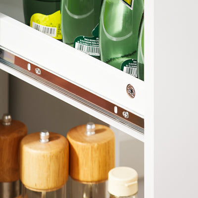 SoBuy NSR11-WN, Serving Trolley Slide Out Storage Rack Shelf on Wheels Mobile Storage Rack, White and Natural
