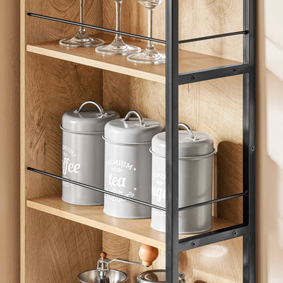 SoBuy NSR13-N open shelf detail close-up – display and access storage on ultra-slim 20cm tall rolling cabinet