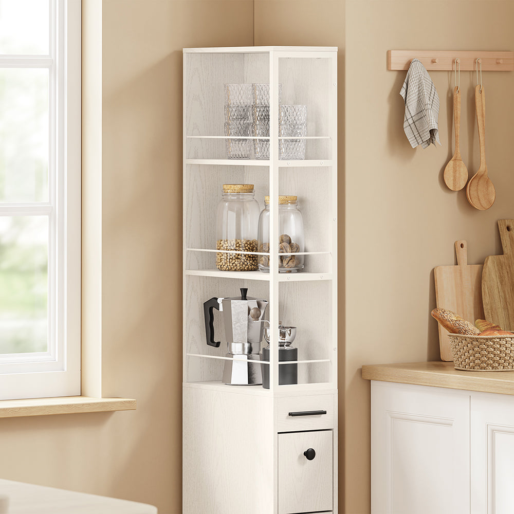 SoBuy NSR13-WG, Narrow Storage Tower with 4 Drawers & 3 Shelves, Cream White, 40x20x170cm - view 12
