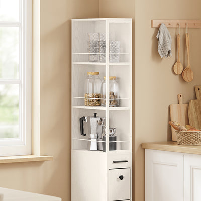 SoBuy NSR13-WG, Narrow Storage Tower with 4 Drawers & 3 Shelves, Cream White, 40x20x170cm - view 12