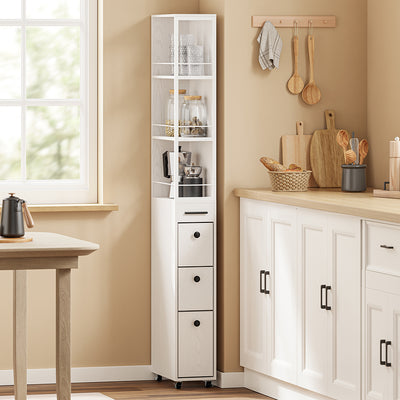 SoBuy NSR13-WG, Narrow Storage Tower with 4 Drawers & 3 Shelves, Cream White, 40x20x170cm - view 2