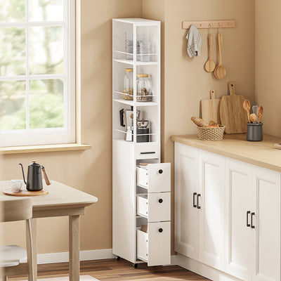 SoBuy NSR13-WG, Narrow Storage Tower with 4 Drawers & 3 Shelves, Cream White, 40x20x170cm - view 4
