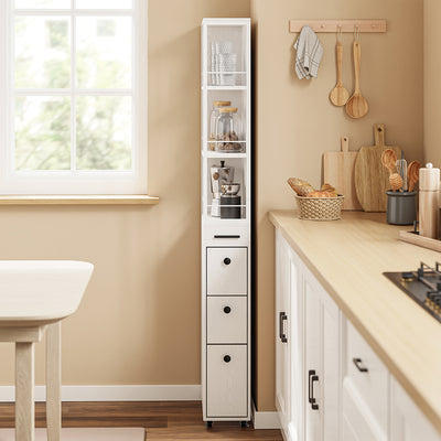SoBuy NSR13-WG, Narrow Storage Tower with 4 Drawers & 3 Shelves, Cream White, 40x20x170cm - view 6