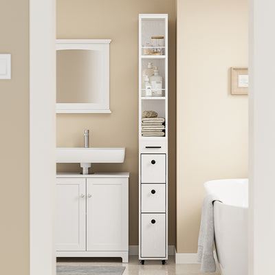 SoBuy NSR13-WG, Narrow Storage Tower with 4 Drawers & 3 Shelves, Cream White, 40x20x170cm - view 11