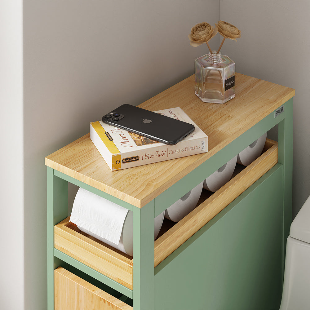 SoBuy NSR14-GR, Slim Roll Cart with Drawers for Toilet & Bathroom, Green, 50x20x79cm - view 4
