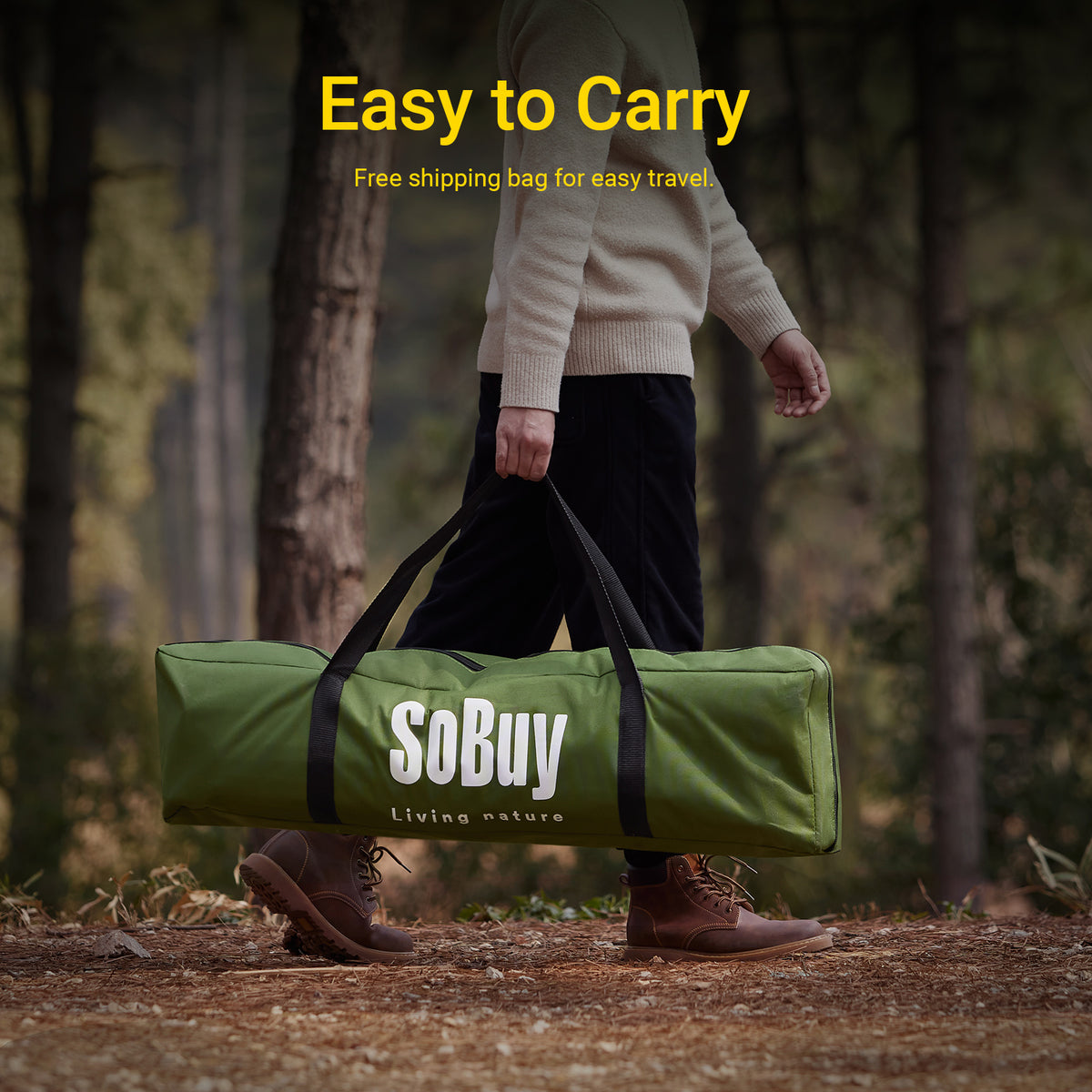 SoBuy OGS32-II-L-GR,   [Simple Edition] 2 Person Camping Cot Camping Tent with Bed Frame, Lamp Hook and Shoe Storage Pockets, Green