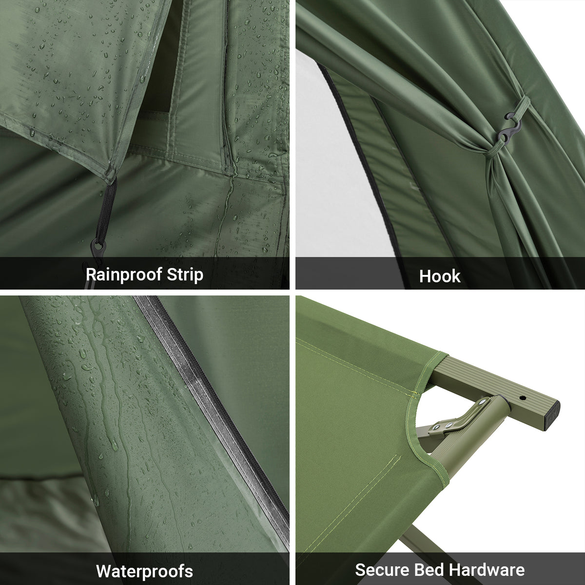 SoBuy OGS32-II-L-GR,   [Simple Edition] 2 Person Camping Cot Camping Tent with Bed Frame, Lamp Hook and Shoe Storage Pockets, Green