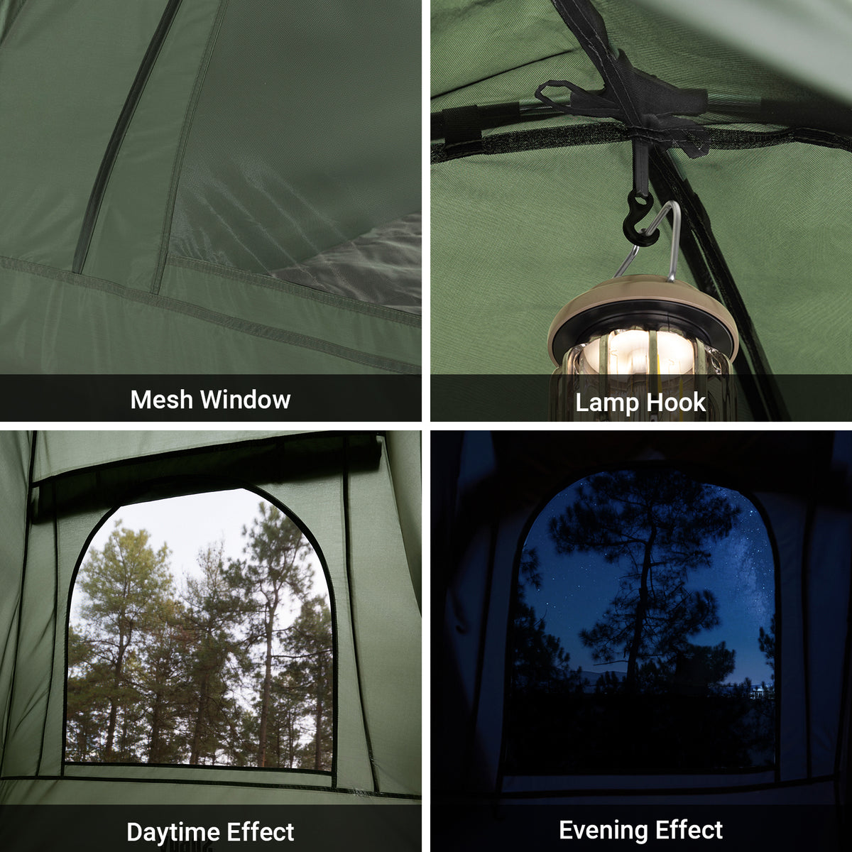 SoBuy OGS32-II-L-GR,   [Simple Edition] 2 Person Camping Cot Camping Tent with Bed Frame, Lamp Hook and Shoe Storage Pockets, Green