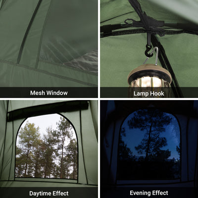SoBuy OGS32-II-L-GR,   [Simple Edition] 2 Person Camping Cot Camping Tent with Bed Frame, Lamp Hook and Shoe Storage Pockets, Green