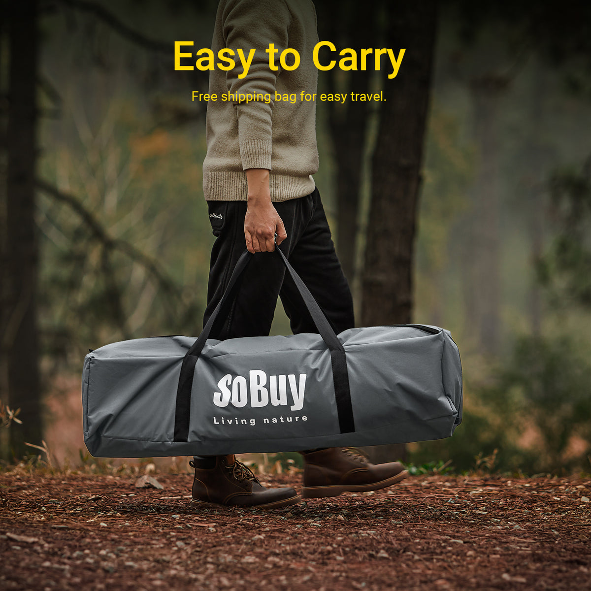 SoBuy OGS32-II-L-HG,  [Simple Edition] 2 Person Camping Cot Camping Tent with Bed Frame, Lamp Hook and Shoe Storage Pockets, Grey