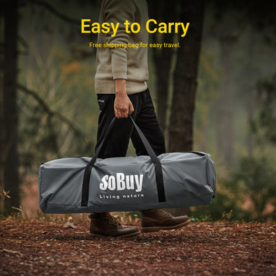 SoBuy OGS32-II-L-HG,  [Simple Edition] 2 Person Camping Cot Camping Tent with Bed Frame, Lamp Hook and Shoe Storage Pockets, Grey