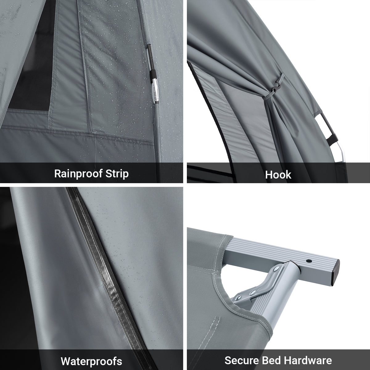 SoBuy OGS32-II-L-HG,  [Simple Edition] 2 Person Camping Cot Camping Tent with Bed Frame, Lamp Hook and Shoe Storage Pockets, Grey