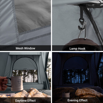SoBuy OGS32-II-L-HG,  [Simple Edition] 2 Person Camping Cot Camping Tent with Bed Frame, Lamp Hook and Shoe Storage Pockets, Grey