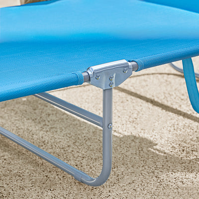 SoBuy OGS35-B, Textilene Reclining Folding Chair, Adjustable Back Camping Chair, Blue