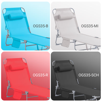 SoBuy OGS35-MI, Textilene Reclining Folding Chair, Adjustable Back Camping Chair Sunlounger, Beige