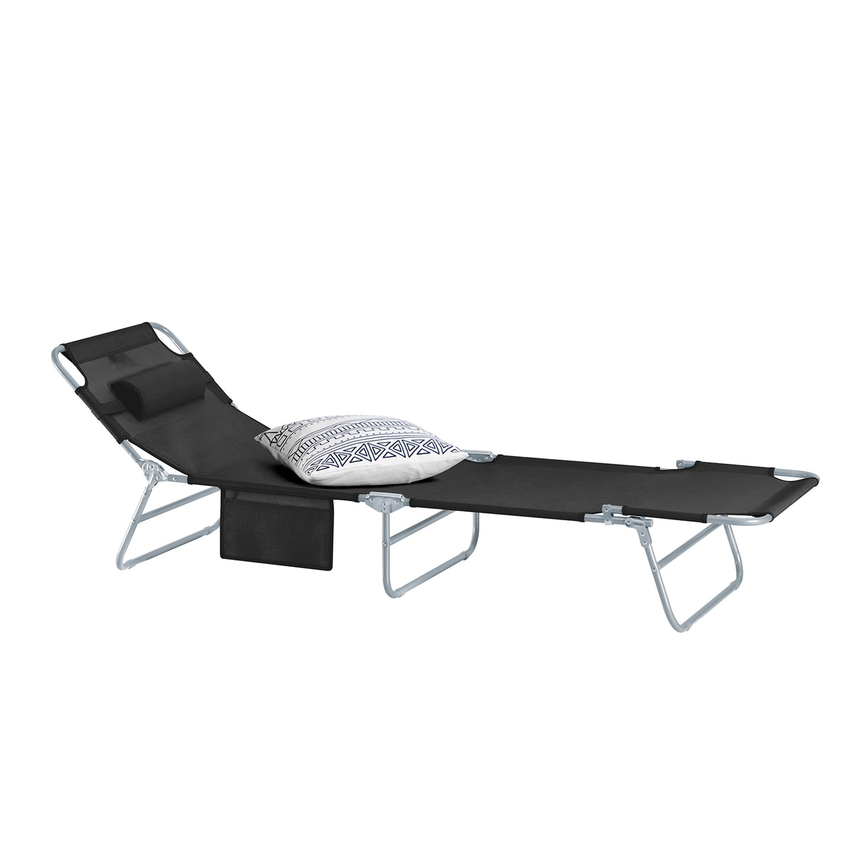 SoBuy OGS35-SCH, Textilene Reclining Folding Chair, Adjustable Back Camping Chair, Black