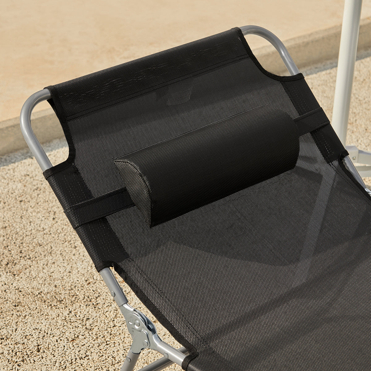 SoBuy OGS35-SCHx2, Set of 2 Textilene Reclining Folding Chair, Adjustable Back Camping Chair, Black