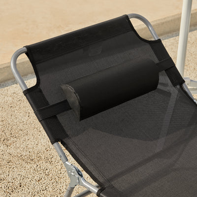 SoBuy OGS35-SCHx2, Set of 2 Textilene Reclining Folding Chair, Adjustable Back Camping Chair, Black