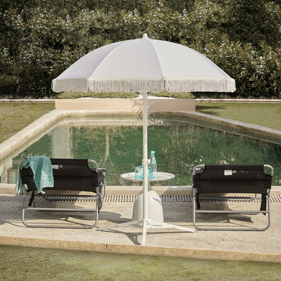 SoBuy OGS35-SCHx2, Set of 2 Textilene Reclining Folding Chair, Adjustable Back Camping Chair, Black