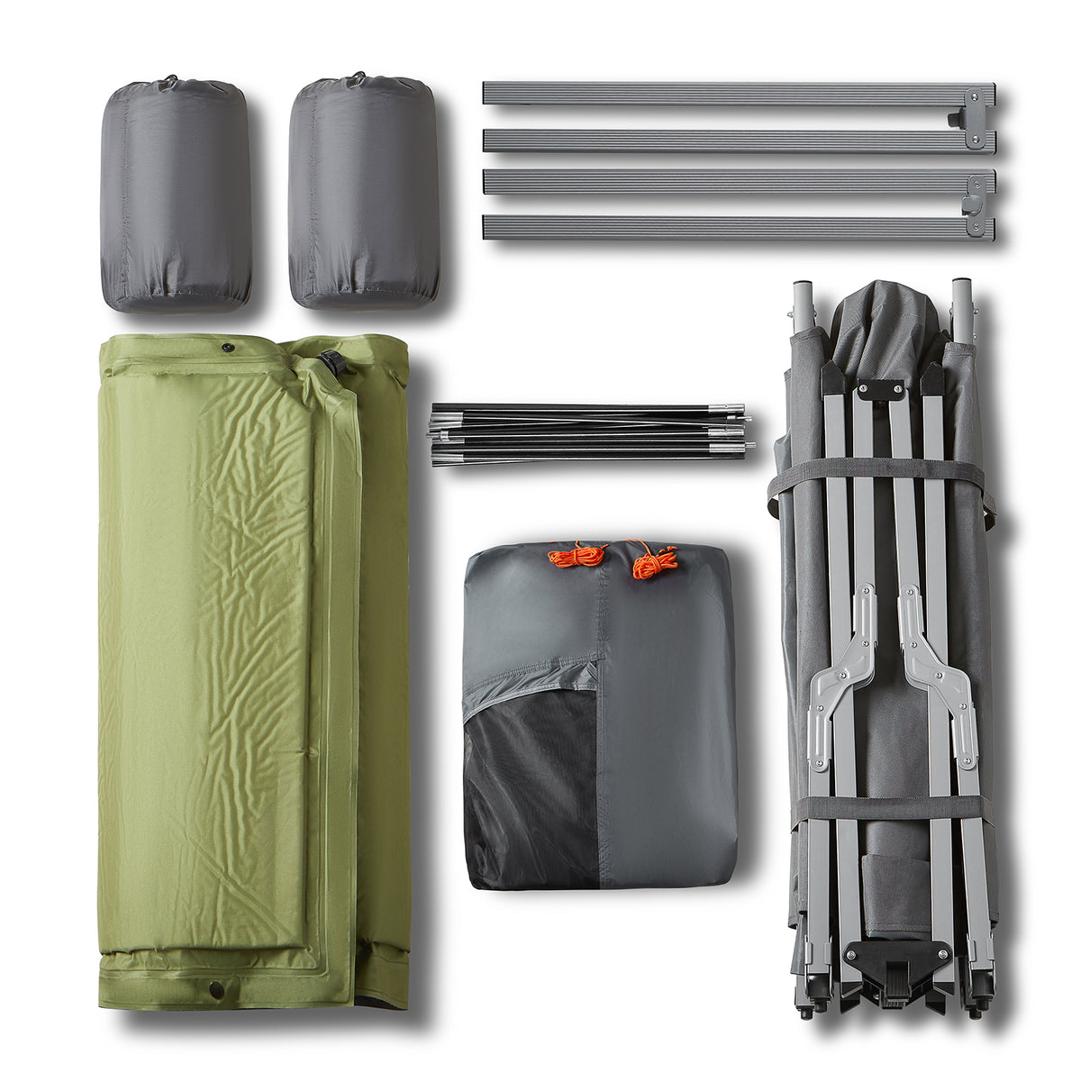 SoBuy OGS60-L-HG, 2 Person Camping Bed Foldable Camping Tent with Bed, Mattress, Sleeping Bag and Carrying Bag, Grey