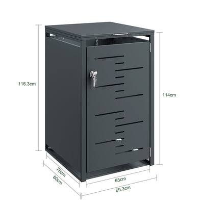 SoBuy OGS63-DG, 240L Wheelie Bin Storage Shed with Gas Struts, Dark Gray, 69x80x116cm - view 3