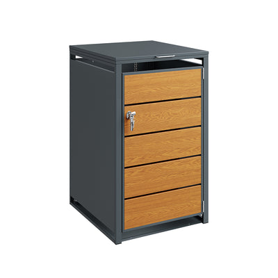 SoBuy OGS63-N, Wood Effect Wheelie Bin Store for 240L Bins, Lockable, Dark Gray, 69x80x116cm - view 1
