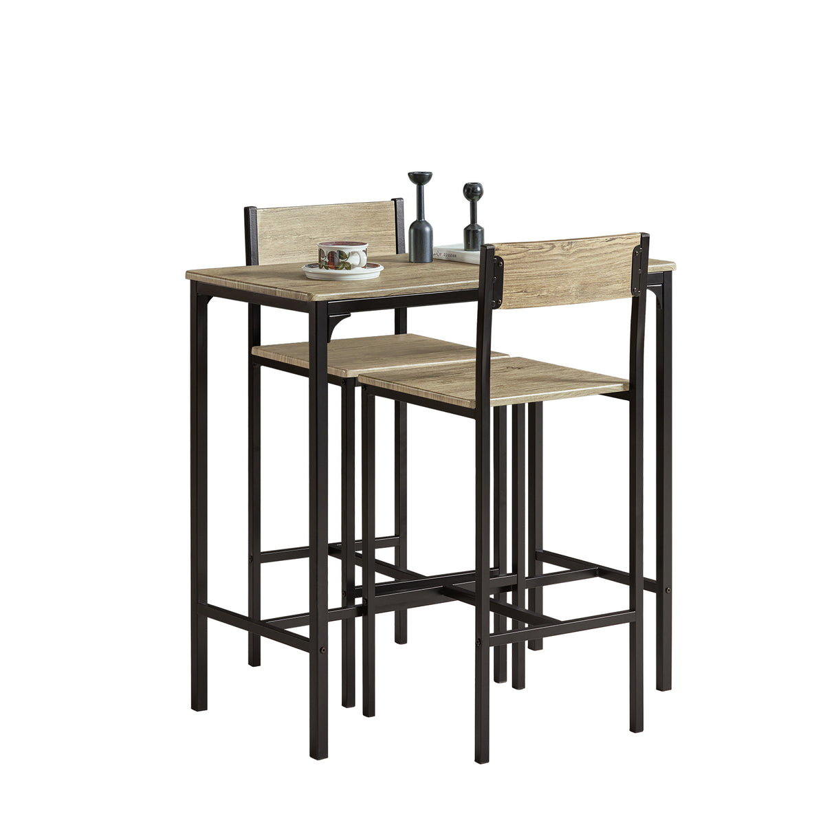 SoBuy OGT03-N, Bar Set-1 Bar Table and 2 Stools Home Kitchen Restaurant Bar Set Furniture Dining Set, Wood