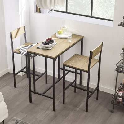 SoBuy OGT03-N, Bar Set-1 Bar Table and 2 Stools Home Kitchen Restaurant Bar Set Furniture Dining Set, Wood