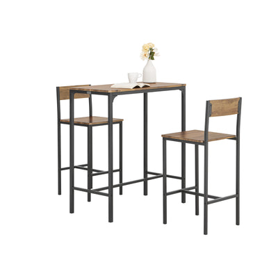 SoBuy OGT03-XL, Bar Set-1 Bar Table and 2 Stools, 3 Pieces Home Kitchen Breakfast Bar Set Furniture Dining Set, Brown