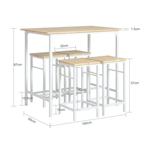 SoBuy OGT11-WN, Bar Set-1 Bar Table and 4 Stools + Free Clothes Rack FRG109-SCH