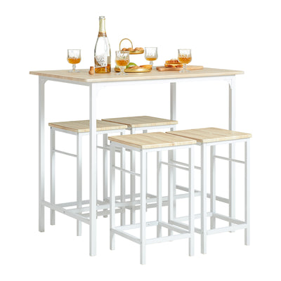 SoBuy OGT11-WN, Bar Set-1 Bar Table and 4 Stools, 5 Pieces Home Kitchen Breakfast Bar Set Furniture Dining Set, White