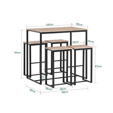 SoBuy OGT15-N, Bar Set-1 Bar Table and 4 Stools + Free Clothes Rack FRG109-SCH