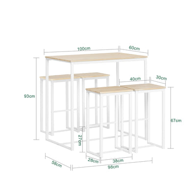 SoBuy OGT15-WN, Bar Set-1 Bar Table and 4 Stools, Home Kitchen Breakfast Bar Set Furniture Dining Set, White
