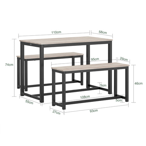 SoBuy OGT25-HN, Dining Set - Dining Table and 2 Benches + Free Clothes Rack FRG109-SCH