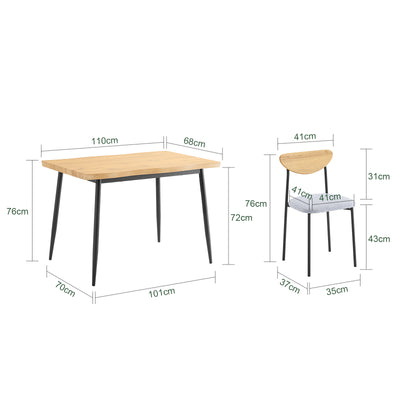 SoBuy OGT52-N, 5-Piece Dining Table Set with Comfortable Chairs, Dining Table and Chairs Set 4, Compact Kitchen Table for Small Spaces, Ideal for Dining Room, Kitchen, Living Room & Breakfast Bar