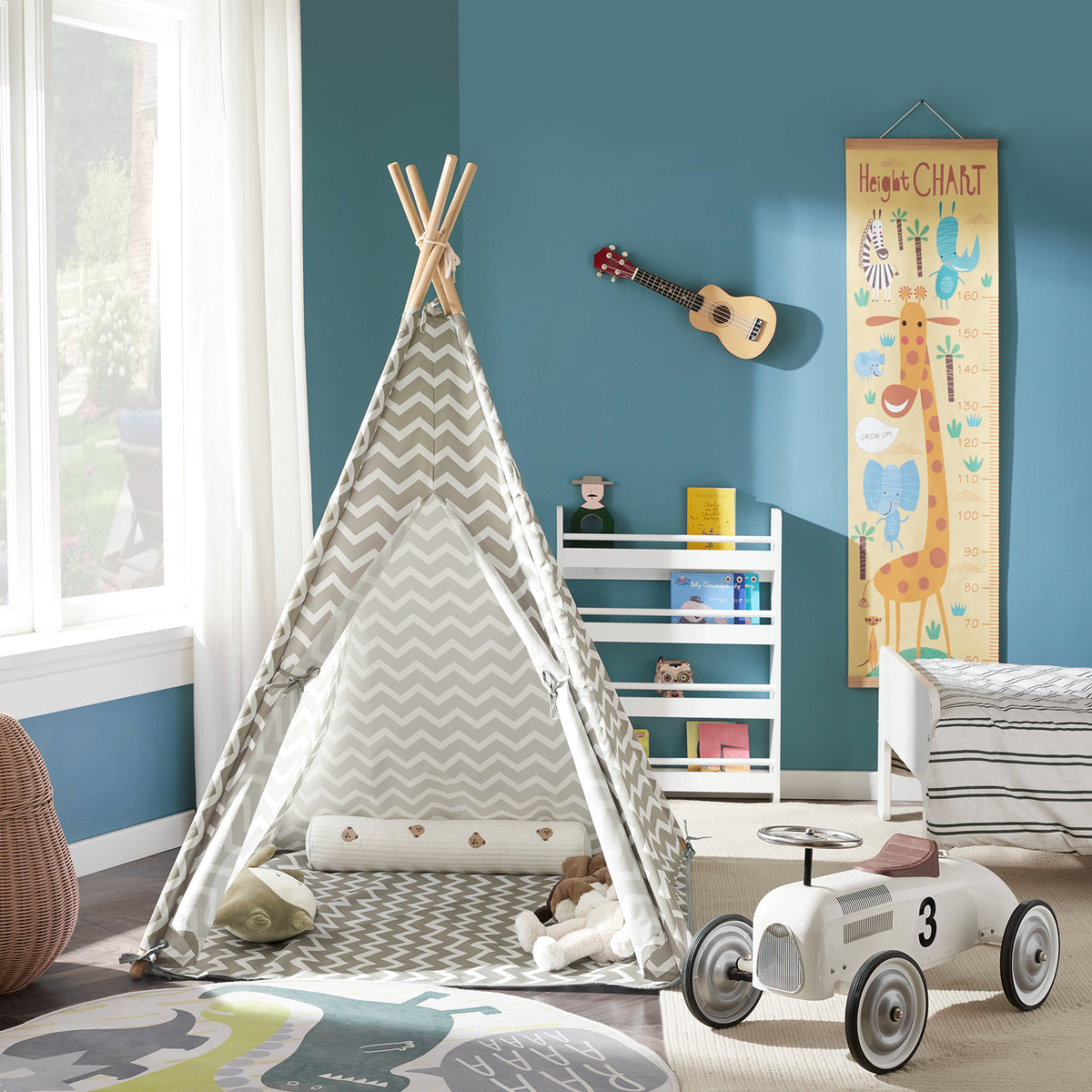 SoBuy OSS03, Children Play Tent Playhouse Kids Teepee Tipi with Floor Mat, White